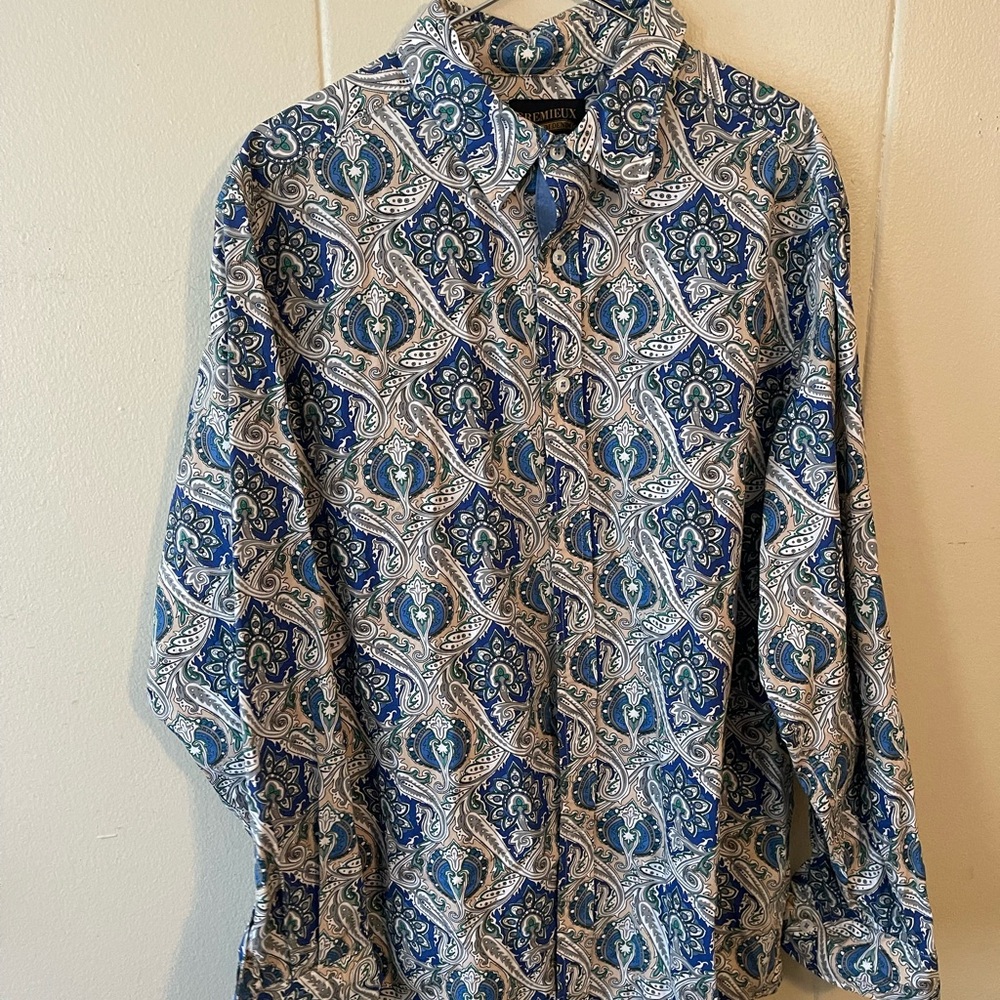 Men's Blue Paisley Shirt